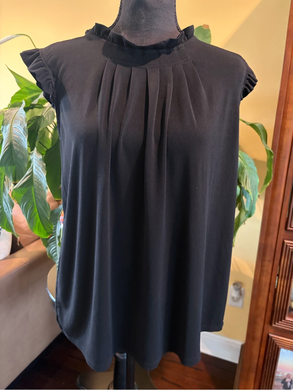 Adrianna Papell Ruffle Mock Neck Blouse - Large
